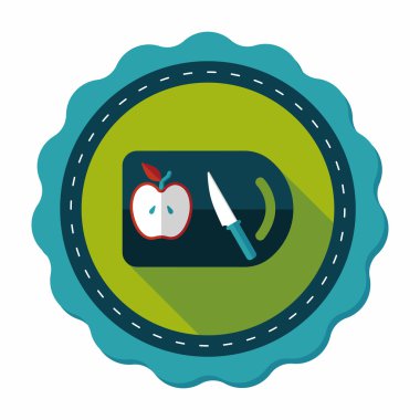 uzun gölge ile yönetim kurulu ve bıçak düz simgesi doğrama mutfak eşyaları,