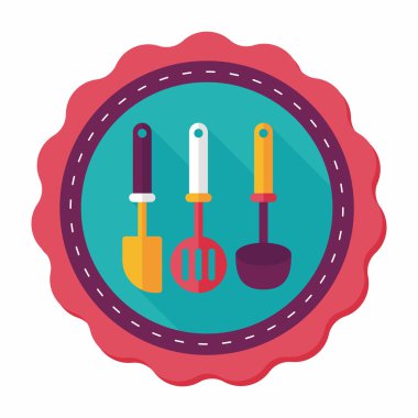 Uzun Gölge, eps10 ile mutfak eşyaları spatula düz simgesi