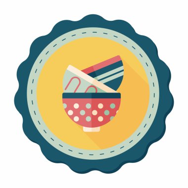 Uzun Gölge, eps10 ile mutfak eşyaları kase düz simgesi