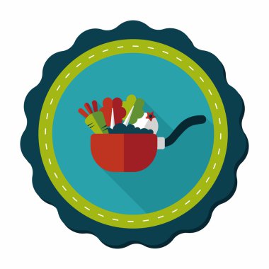 Uzun Gölge, eps10 ile mutfak eşyaları pot düz simgesi