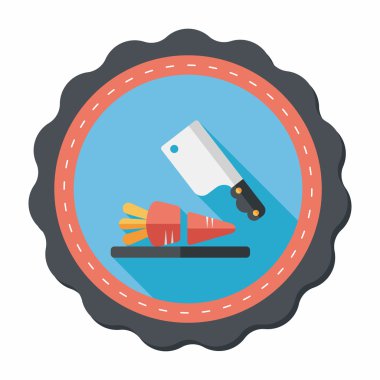 uzun gölge ile yönetim kurulu ve bıçak düz simgesi doğrama mutfak eşyaları,