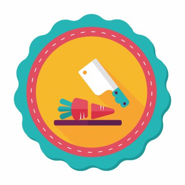 uzun gölge ile yönetim kurulu ve bıçak düz simgesi doğrama mutfak eşyaları,