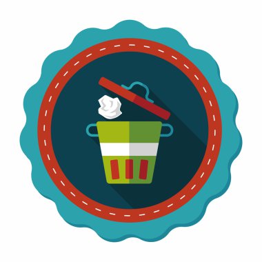 Uzun Gölge, eps10 ile mutfak eşyaları çöp düz simgesi