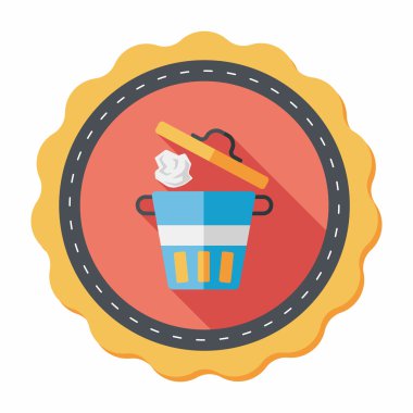 Uzun Gölge, eps10 ile mutfak eşyaları çöp düz simgesi