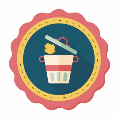 Uzun Gölge, eps10 ile mutfak eşyaları çöp düz simgesi