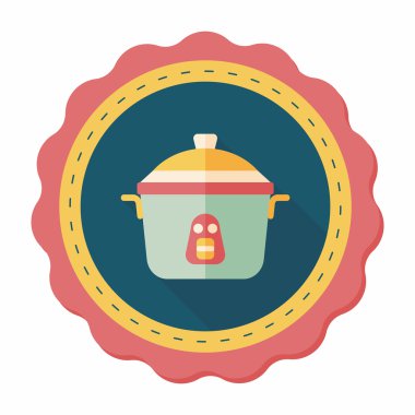 mutfak eşyaları pirinç Ocak düz simgesiyle uzun gölge, eps10