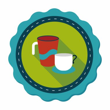 Uzun Gölge, eps10 ile mutfak eşyaları Kupası düz simgesi