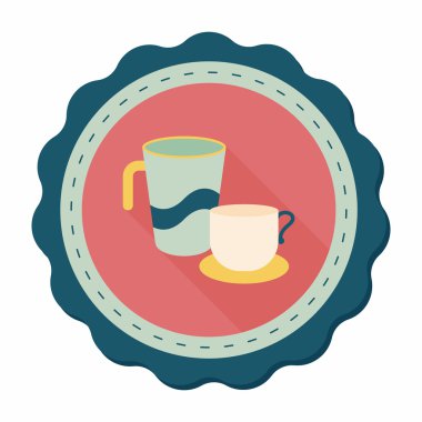 Uzun Gölge, eps10 ile mutfak eşyaları Kupası düz simgesi