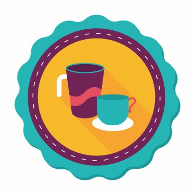 Uzun Gölge, eps10 ile mutfak eşyaları Kupası düz simgesi