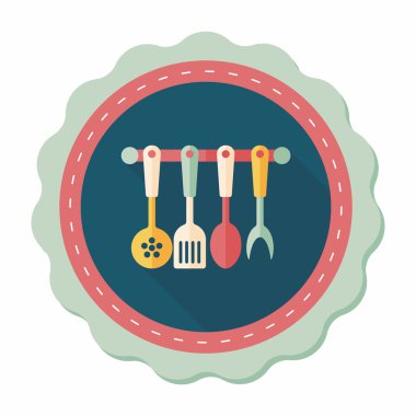 Uzun Gölge, eps10 ile mutfak eşyaları spatula düz simgesi