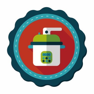 mutfak eşyaları pirinç Ocak düz simgesiyle uzun gölge, eps10