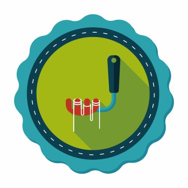 Uzun Gölge, eps10 ile mutfak eşyaları spagetti kaşığı düz simgesi