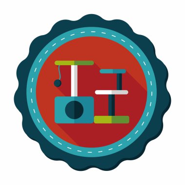 Evde beslenen hayvan kedi ağaç uzun gölge, eps10 düz simgesiyle