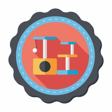 Evde beslenen hayvan kedi ağaç uzun gölge, eps10 düz simgesiyle