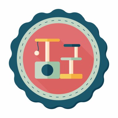 Evde beslenen hayvan kedi ağaç uzun gölge, eps10 düz simgesiyle