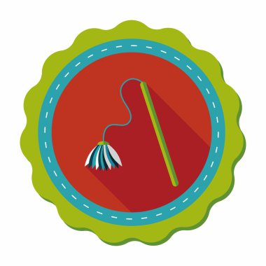 Evde beslenen hayvan kedi oyuncak uzun gölge, eps10 düz simgesiyle 