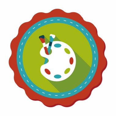 Resim paleti uzun gölge, eps 10 ile boya fırçası düz simgesi ile