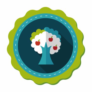 elma ağacı düz simgesi ile uzun gölge, eps10