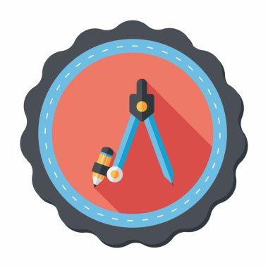 Pusula kalem düz simgesi ile uzun gölge, eps10