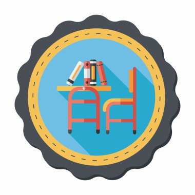 Vintage okul Danışma düz simgesi ile uzun gölge, eps10