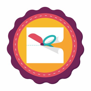 düz kağıt simgesi ile uzun gölge, eps10 kesilmiş makas