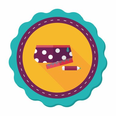 긴 그림자, eps10와 함께 연필 상자 플랫 아이콘