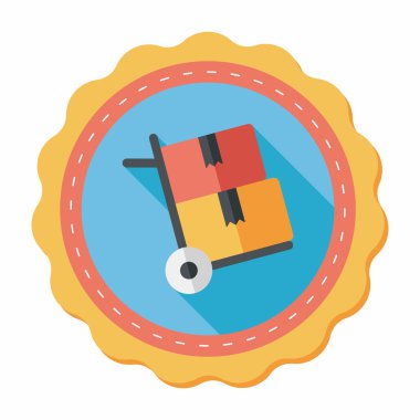 alışveriş arabası düz simgesi uzun gölge, eps10 ile işleme