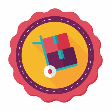 alışveriş arabası düz simgesi uzun gölge, eps10 ile işleme