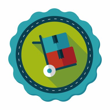 alışveriş arabası düz simgesi uzun gölge, eps10 ile işleme