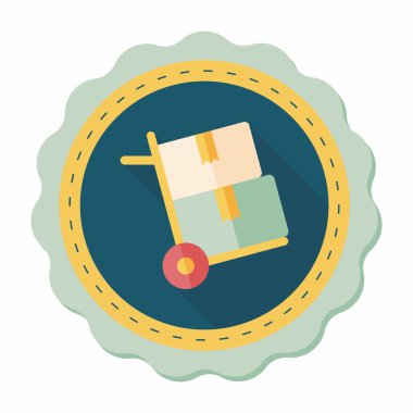 alışveriş arabası düz simgesi uzun gölge, eps10 ile işleme