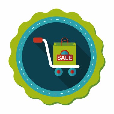 alışveriş arabası düz simgesi uzun gölge, eps10 ile işleme