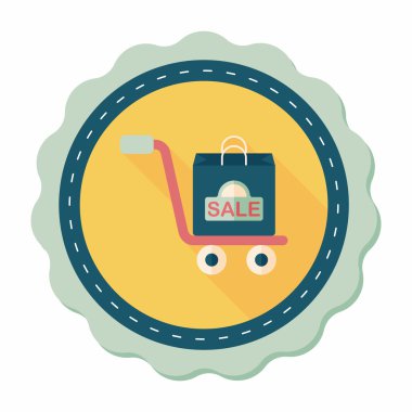 alışveriş arabası düz simgesi uzun gölge, eps10 ile işleme