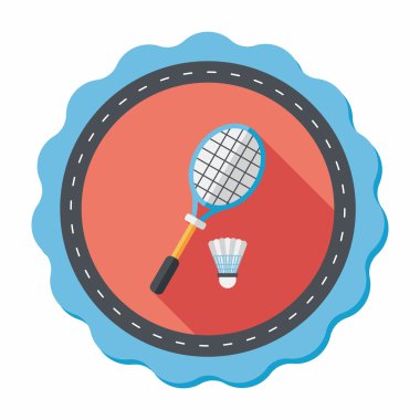 Badminton Raket ve top uzun gölge, eps10 düz simgesi