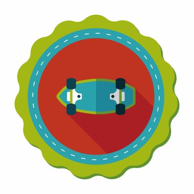 kaykay düz simgesi ile uzun gölge, eps10