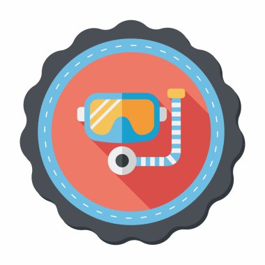 maske ve şnorkel düz simgesi ile uzun gölge, eps10