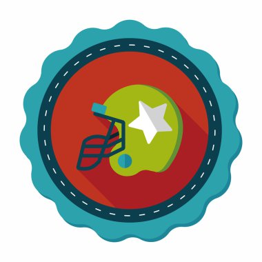 Amerikan futbolu kaskı düz simgesi ile uzun gölge, eps10