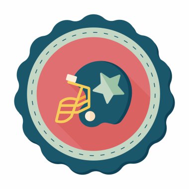 Amerikan futbolu kaskı düz simgesi ile uzun gölge, eps10