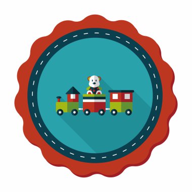 Tren oyuncak uzun gölge, eps 10 düz simgesiyle