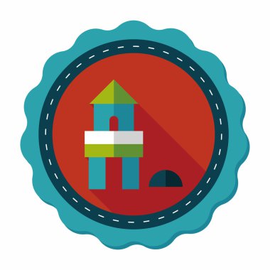 tuğla ev düz simgesi ile uzun gölge, eps10