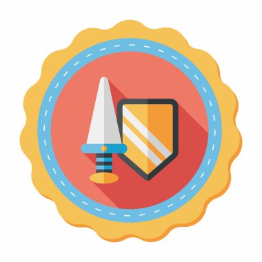 kılıç ve kalkan uzun gölge, eps 10 düz simgesi