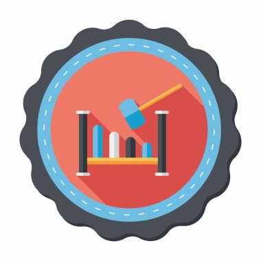 oyuncak çekiç atölyesi düz simgesi, uzun gölge, eps10