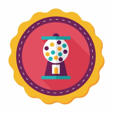 Sakız top makine düz simgesiyle uzun gölge, eps10