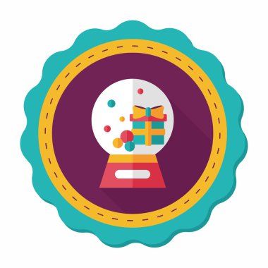 Snow globe ve hediyeler uzun gölge, eps 10 düz simgesi