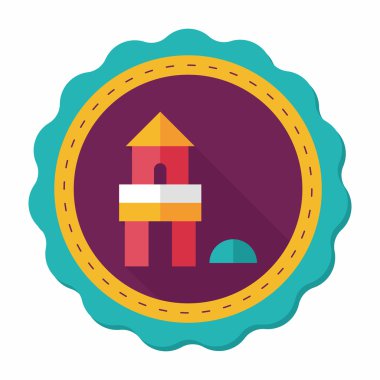 tuğla ev düz simgesi ile uzun gölge, eps10