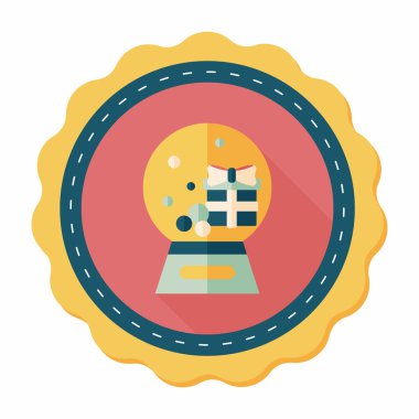 Snow globe ve hediyeler uzun gölge, eps 10 düz simgesi