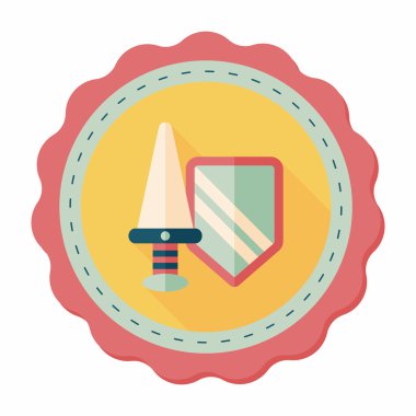 kılıç ve kalkan uzun gölge, eps 10 düz simgesi