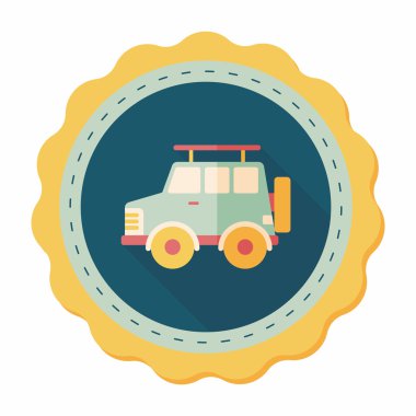 Uzun gölge ile ulaşım Spor Utility araç düz simgesi