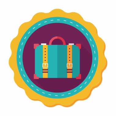 Vintage seyahat bavul, uzun gölge, eps10 ile düz simgesi