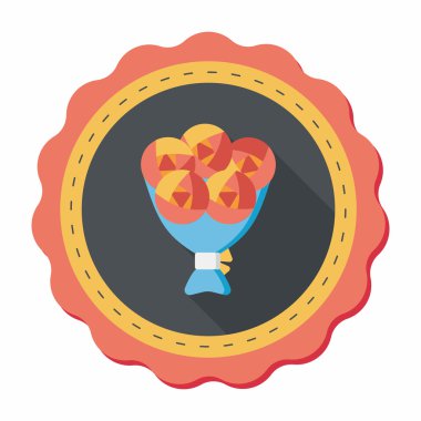 Sevgililer Günü çiçekleri uzun gölgeli düz ikon, eps10