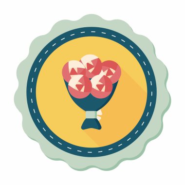 Sevgililer Günü çiçekleri uzun gölgeli düz ikon, eps10